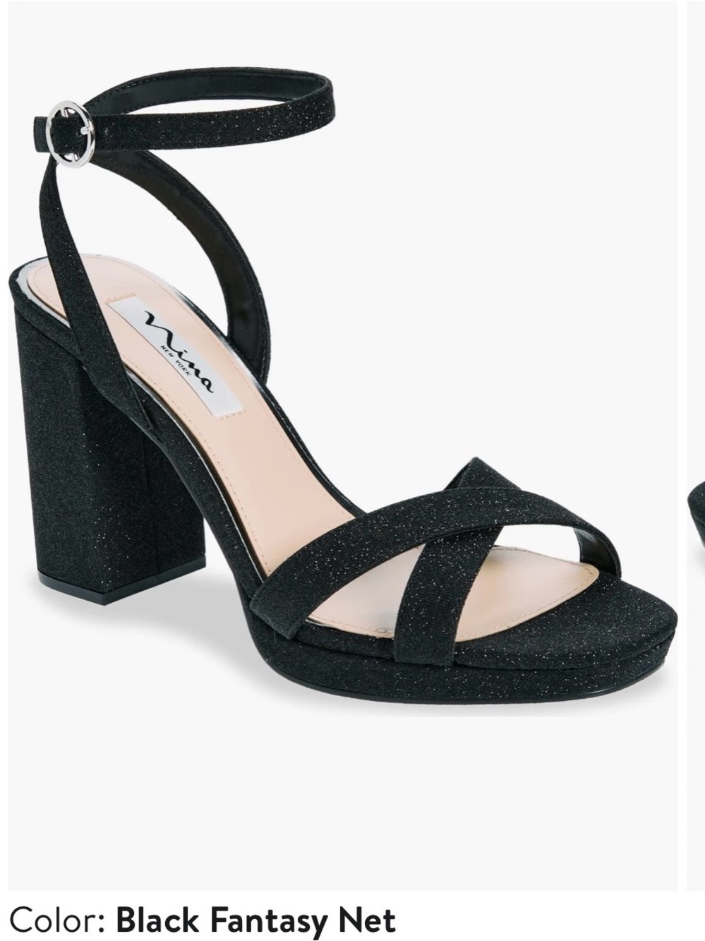 NEW Nina Sheila Ankle Strap Platform Sandal Black Size 8.5